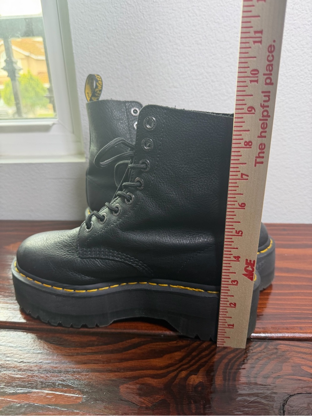 Dr. Martens 1460 MAX LEATHER PLATFORM BOOTS in Black Pisa Size 9 - Picture 12 of 12